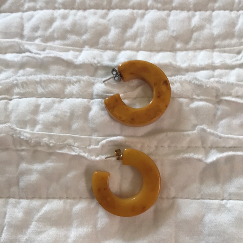 COPY - Bakelite mustard hoop earrings